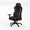 Modern Black Gray Fabric Ergonomic Gaming Chair 3D Model Left 45 Degree View