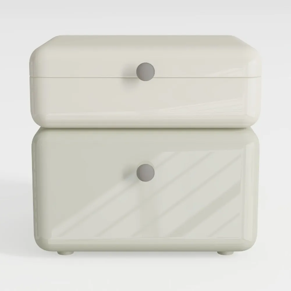 Rotatable Night Stand with Storage Drawers Wood