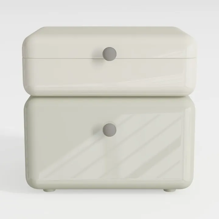 Rotatable Night Stand with Storage Drawers Wood