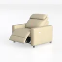 Minimalist Beige Fabric Accent Armchair with Contrast Stitching 3D Model Left 45 Degree View