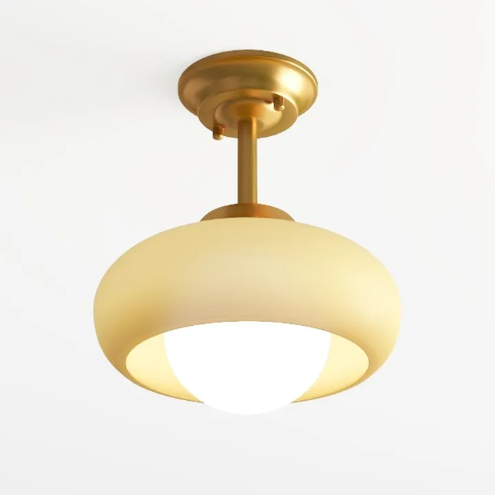 Modern Brass Glass Semi Flush Mount Ceiling Lamp 3D Model