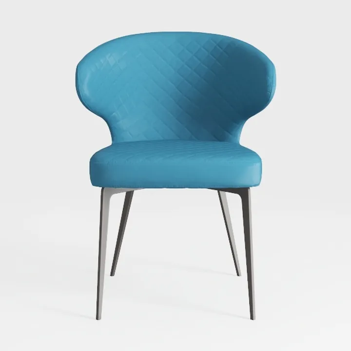 Modern Blue Fabric Upholstered Quilted Dining Armchair 3D Model