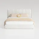Minimalist Velvet Channel Tufted Upholstered King Bed 3D Model Front View