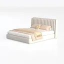 Minimalist Velvet Channel Tufted Upholstered King Bed 3D Model Left 45 Degree View