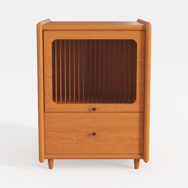 Solid Wood Bedside Table Nightstands, Mid-Century