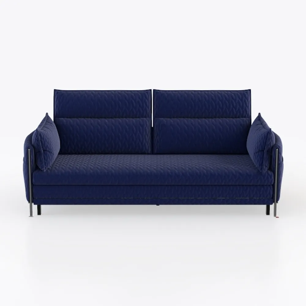 75" Patio Metal Wicker Sofa, 3-seat Deep Seat