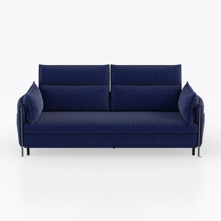 75" Patio Metal Wicker Sofa, 3-seat Deep Seat