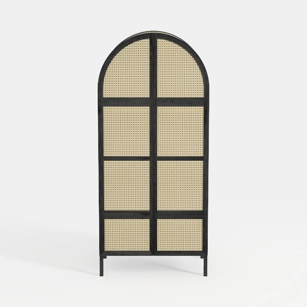 63" Tall Arched Cabinet with Glass Doors & 2