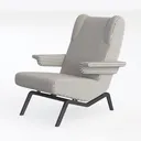 Minimalist Houndstooth Fabric Metal Armchair 3D Model Left 45 Degree View