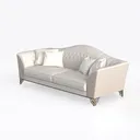 Luxury Tufted Leather Sofa With Decorative Metal Legs 3D Model Left 45 Degree View