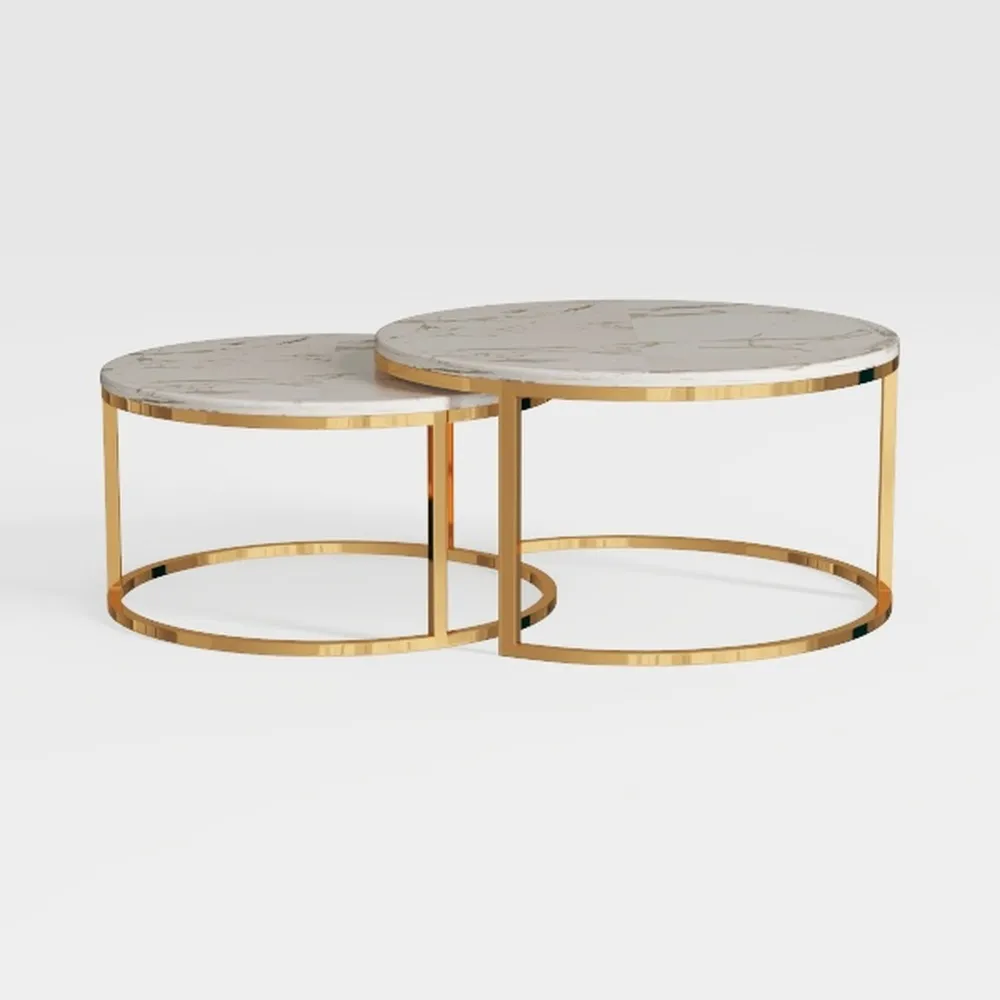 Tempered Glass Round Coffee Table Set of 2,Stackin