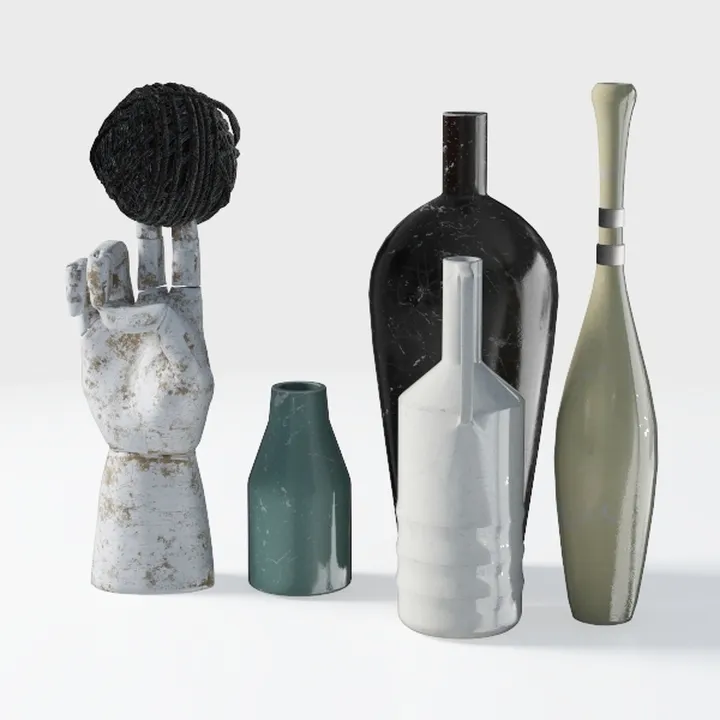 Ceramic Vase 3 Piece Set, White and Gold Vases for