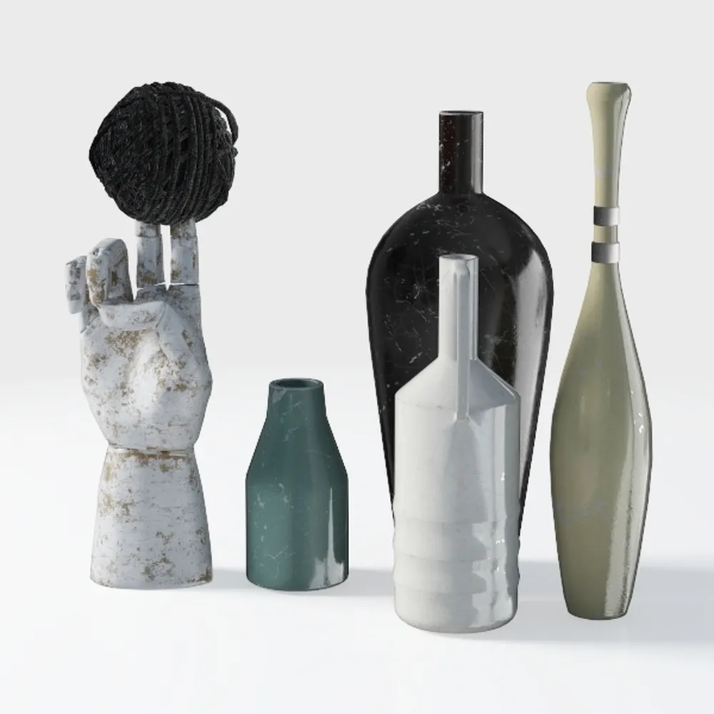 Ceramic Vase 3 Piece Set, White and Gold Vases for