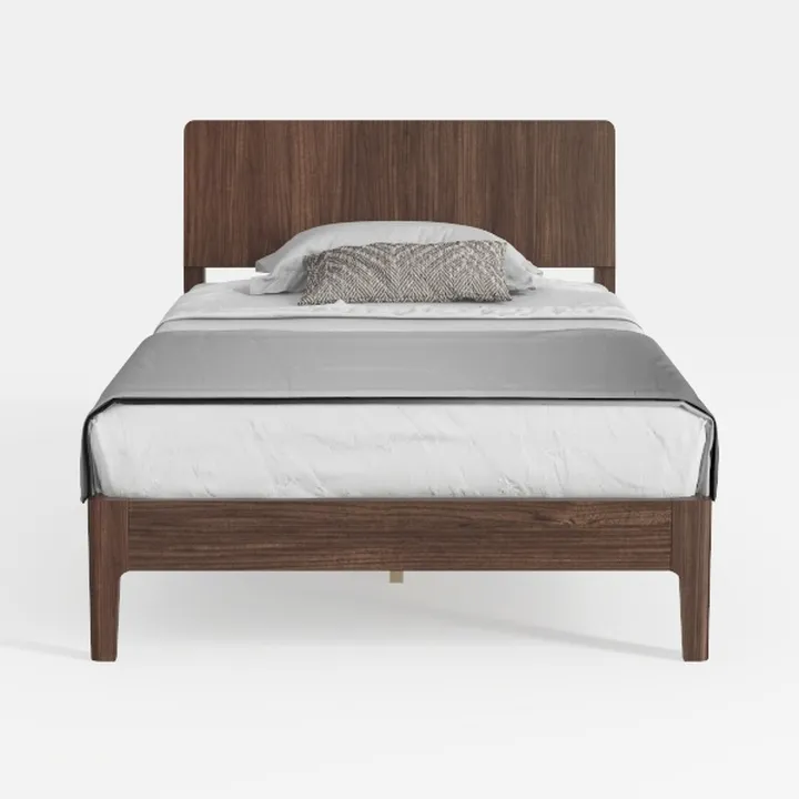 Allora Mid-Century Wood and Fabric King Platform B