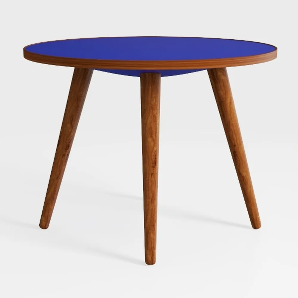 100% Solid Oak Wood Mini Coffee Table, Round Side 