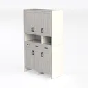 Minimalist White Solid Wood Freestanding Storage Cabinet 3D Model Left 45 Degree View