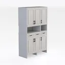 Minimalist White Solid Wood Freestanding Storage Cabinet 3D Model Right 45 Degree View