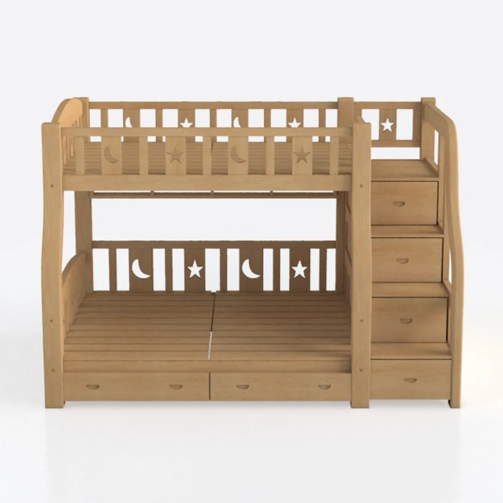 Full XL Over Queen Bunk Bed with Full Length Guard