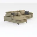 Minimalist Beige Fabric L Shaped Sectional Sofa 3D Model Right 45 Degree View