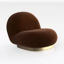 Modern Velvet Brass Base Accent Armchair 3D Model Right 45 Degree View