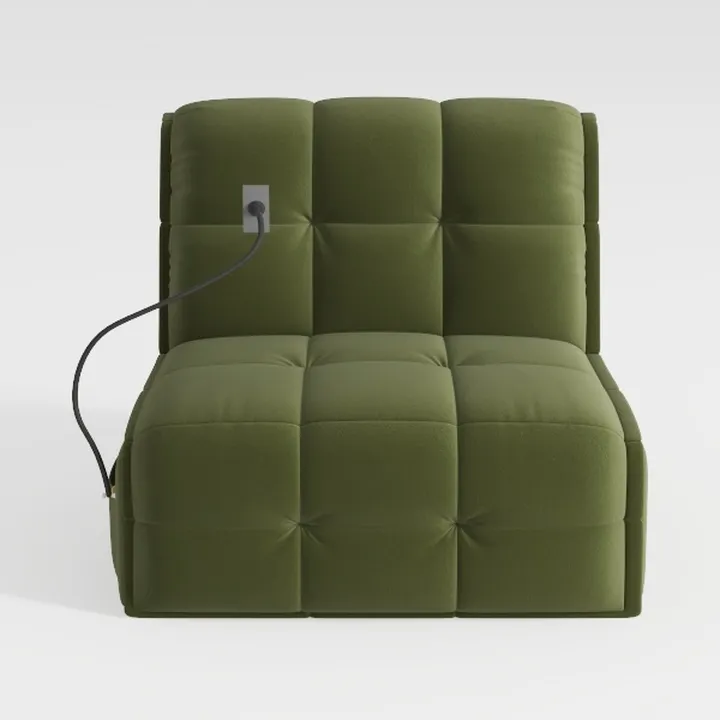 Modern Olive Green Velvet Tufted Armless Chair 3D Model