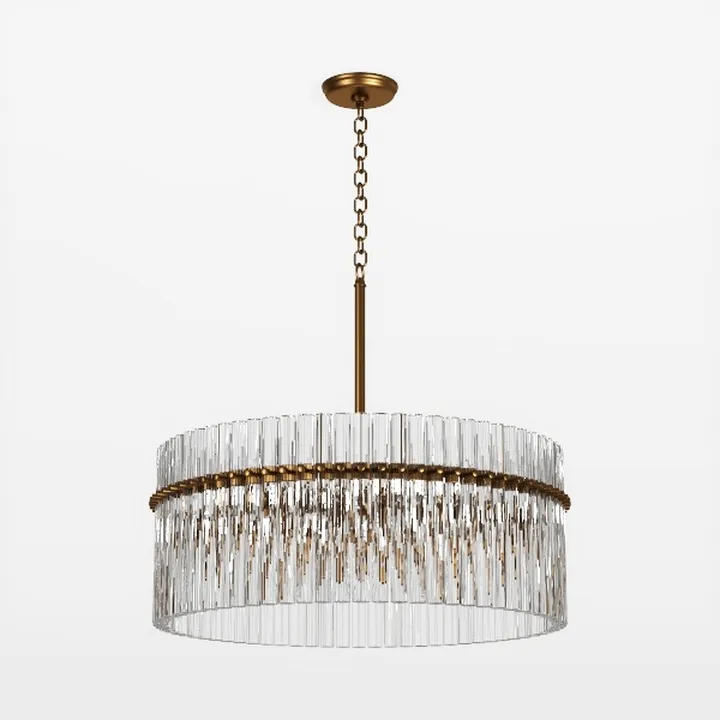 Contemporary Brass and Glass Drum Pendant Chandelier 3D Model