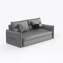 Minimalist Gray Fabric Loveseat Sofa with Decorative Throw Pillows 3D Model Right 45 Degree View