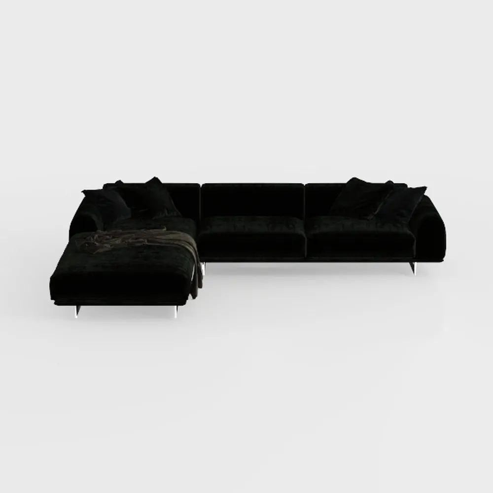 105" Velvet Sofa Couch with Chaise, L Shape Futon 