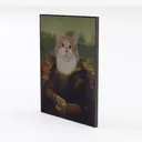 Vintage Funny Cat Mona Lisa Parody Wall Art Decor 3D Model Left 45 Degree View