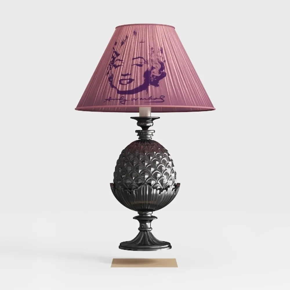 Tiffany Vintage Table Lamp,Pink Baroque Stained