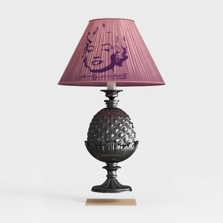 Tiffany Vintage Table Lamp,Pink Baroque Stained