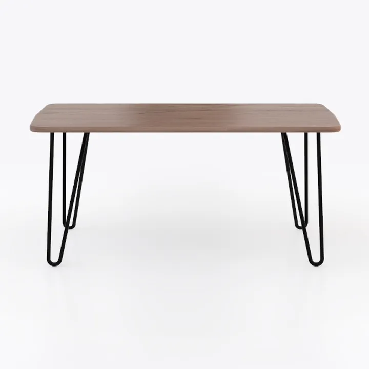 Modern Minimalist Solid Wood Black Metal Hairpin Leg Coffee Table 3D Model