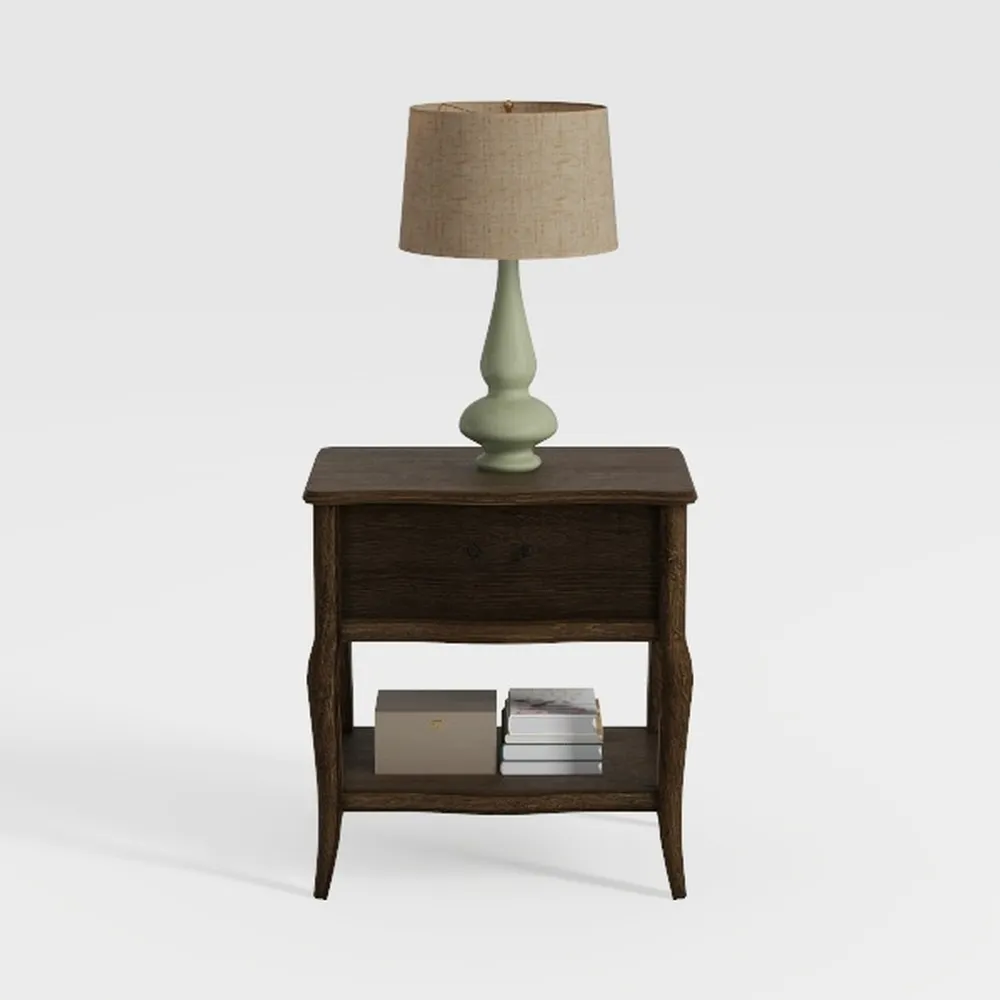 GYIIYUO Nightstand Set of 2 with Fabric Drawers and Open Shelves