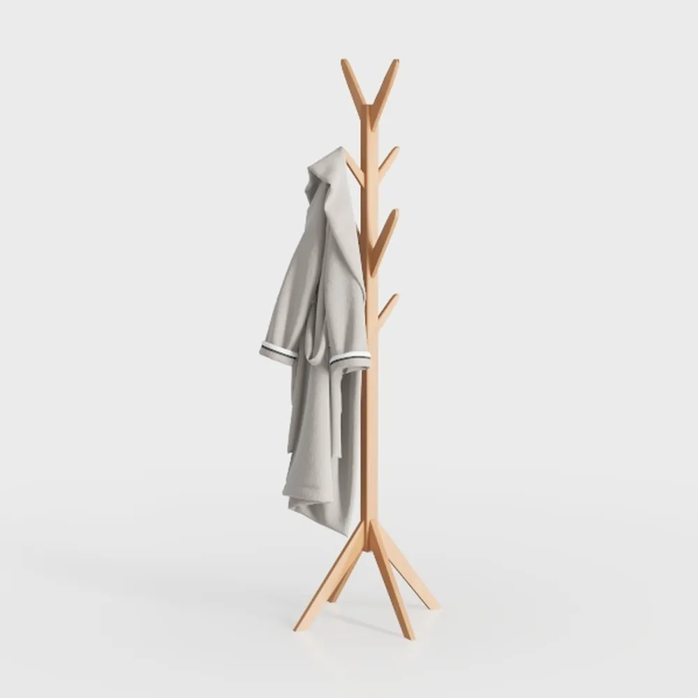 Pipishell Coat Rack, Solid Wood Coat Stand Tree