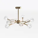 Modern Brass and Crystal Sputnik Chandelier 3D Model Right 45 Degree View