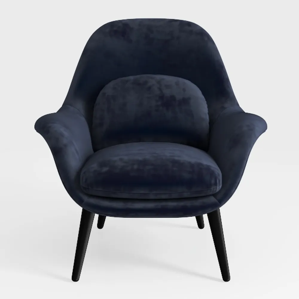 REALROOMS Ally Upholstered Accent Chair, Navy Blue