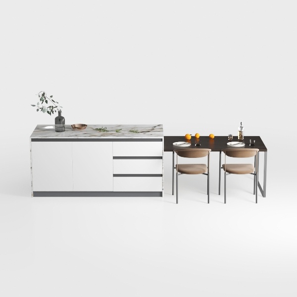 White Wood 63 in. W Kitchen Island Dining Bar Tabl