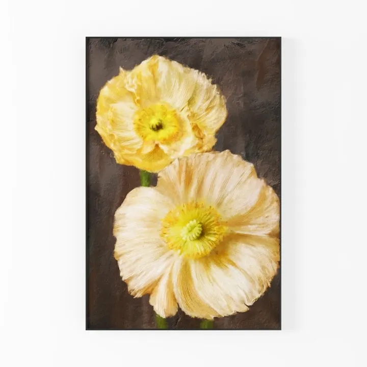 Vintage Flower Canvas Wall Art Yellow Rose