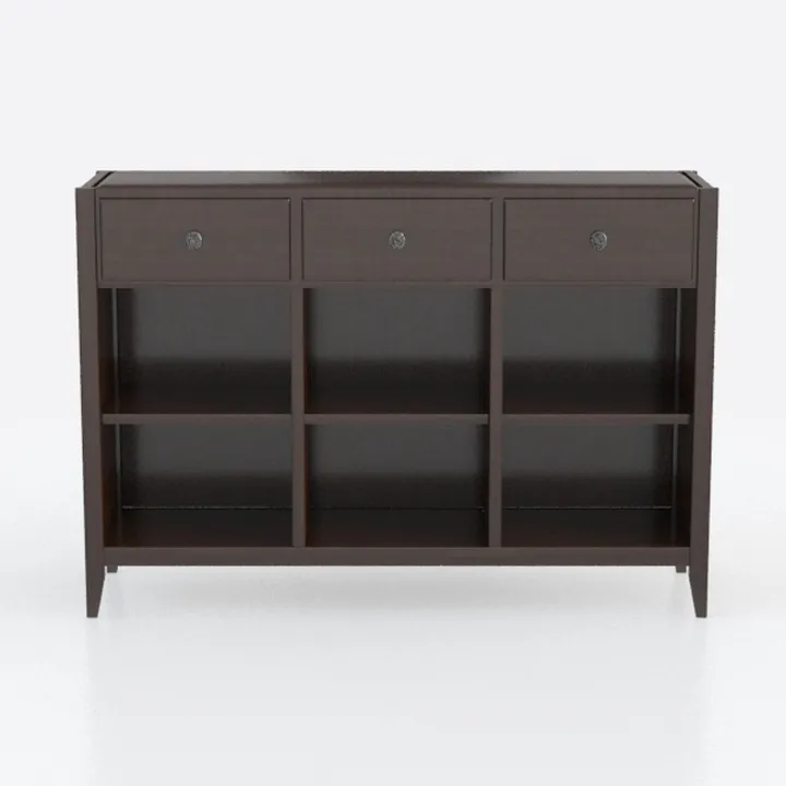 Minimalist Dark Solid Wood Console Table With Drawers Open Storage 3D Model