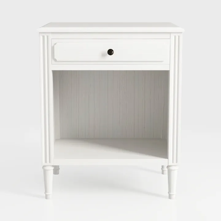 Modern Bedroom Nightstand White Color Wooden 1