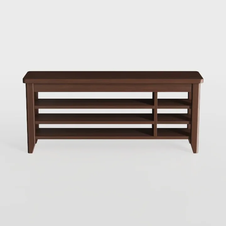 Minimalist Solid Walnut Wood Entryway Shoe Bench Storage 3D Model