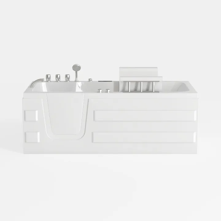 Minimalist White Acrylic Hydromassage Bathtub 3D Model