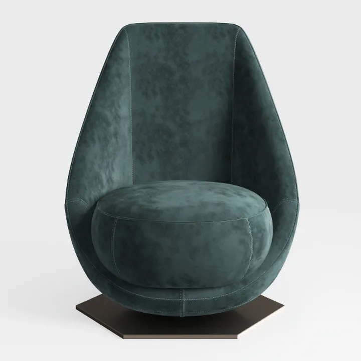 Modern Velvet Swivel Armchair 3D Model