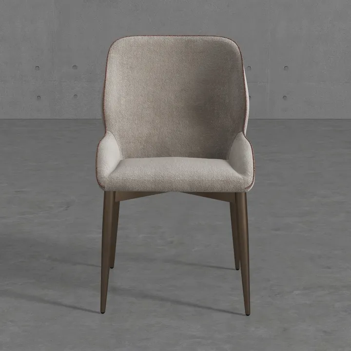 Minimalist Fabric Upholstered Dining Chair with Metal Legs 3D Model