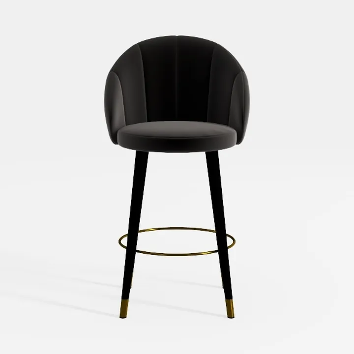 Set of 2 Modern Velvet Swivel Bar Stools Upholster