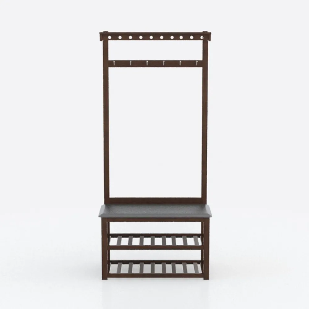 Hall Tree, Coat Rack with Shoe Storage, Wooden