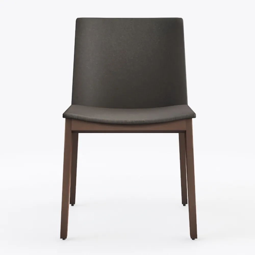 Dark Gray Mid-Century Barrel Back Linen Dining Cha