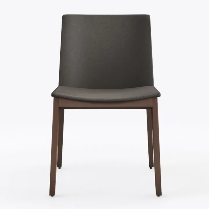 Dark Gray Mid-Century Barrel Back Linen Dining Cha
