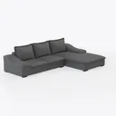 Minimalist Dark Gray Fabric L Shaped Sectional Sofa 3D Model Right 45 Degree View