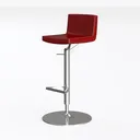 Modern Red Leather Metal Adjustable Bar Stool 3D Model Left 45 Degree View